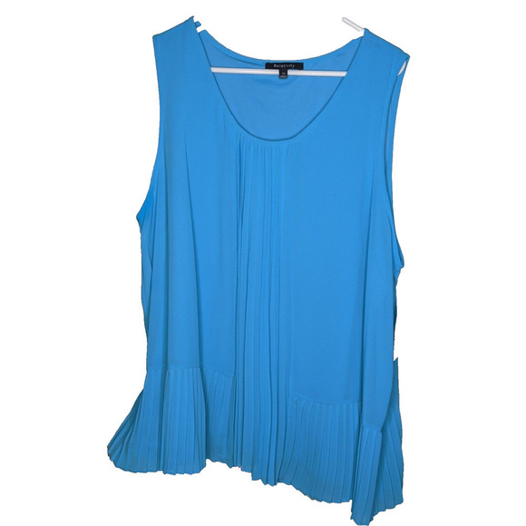 NEW Relativity Pleated Sleeveless Tunic Top Size 3X Turquoise Blue NEW - Picture 3 of 10
